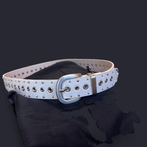 Punk edgy white belt with silver studs and buckle. 35 inches long